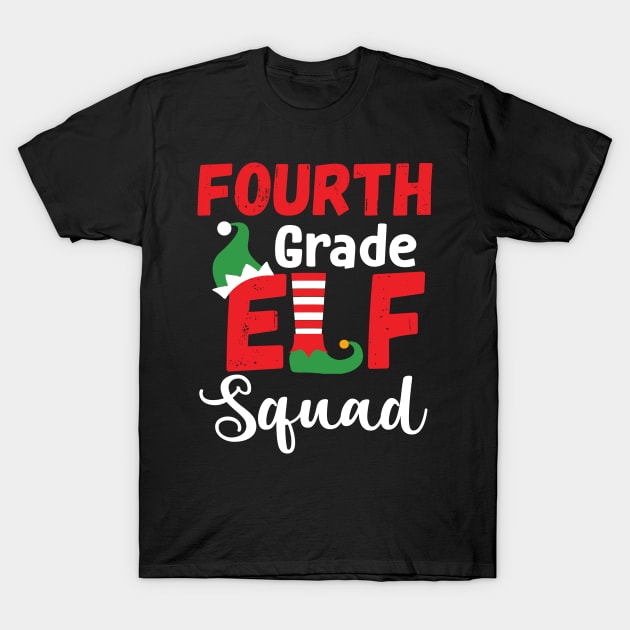 Cute Fourth Grade Elf Squad Teacher Christmas T-Shirt by Dunnhlpp